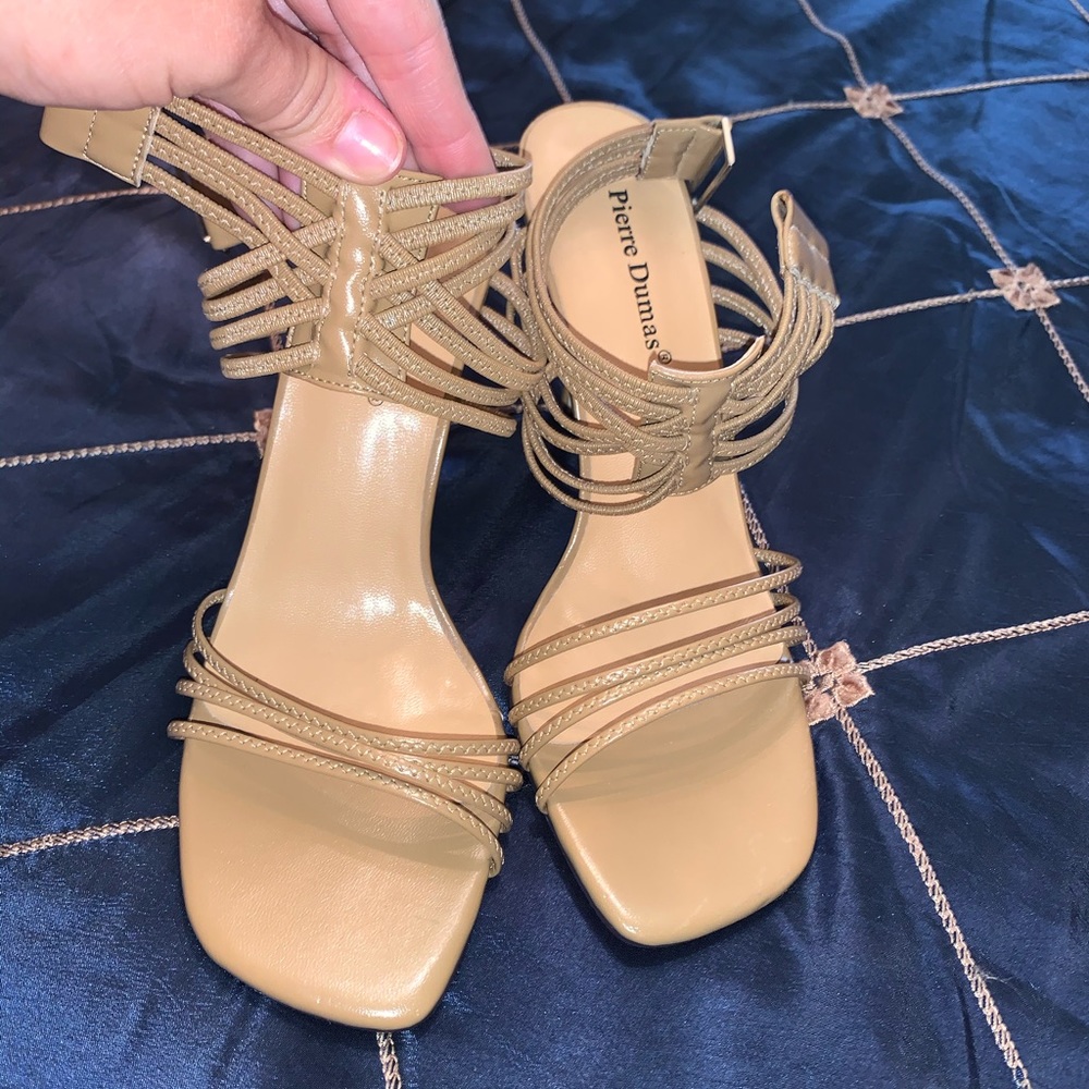 Criss Cross Front Nude Heels